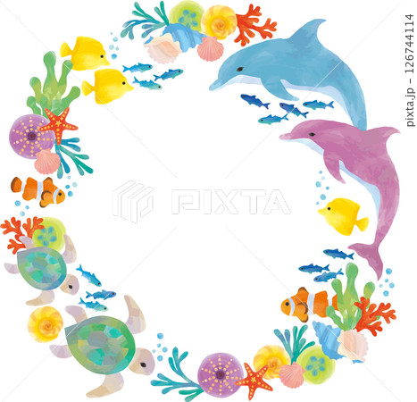 カラフルな海の生き物のリース 126744114
