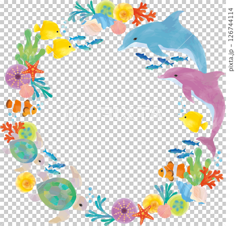 多彩的海洋生物花環 126744114