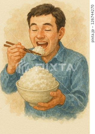 ご飯を食べる男性 ご飯を食べる男性 126744270
