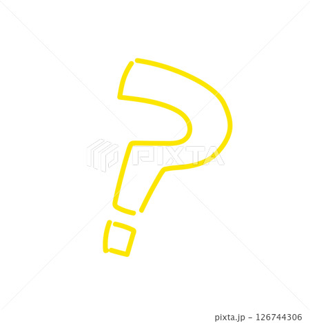 SNSやブログに使える、蛍光黄色の手描きクエスチョンマーク 126744306