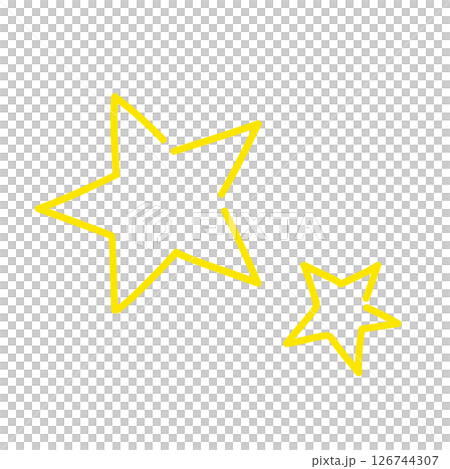 手描き風の黄色い星のイラスト – シンプルでポップな線画デザイン 126744307