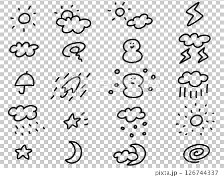 ゆるくて可愛い天気や星のアイコンセット 126744337