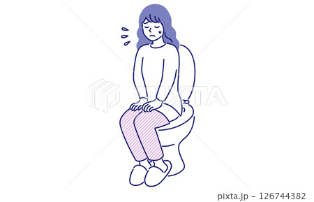 痔を患う女性がトイレの中にいるシンプルでポップなベクターイラスト 痔を患う女性がトイレの中にいるシンプルでポップなベクターイラスト 126744382