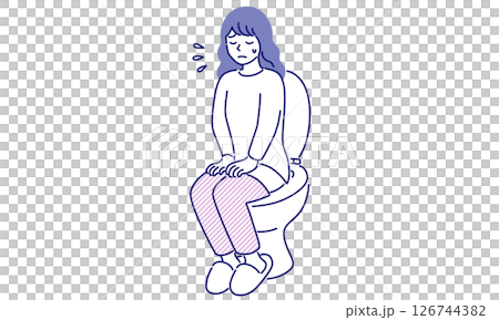 痔を患う女性がトイレの中にいるシンプルでポップなベクターイラスト 痔を患う女性がトイレの中にいるシンプルでポップなベクターイラスト 126744382