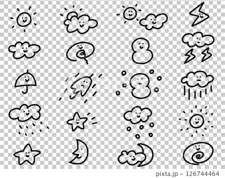 A cute weather icon set with faces 126744464