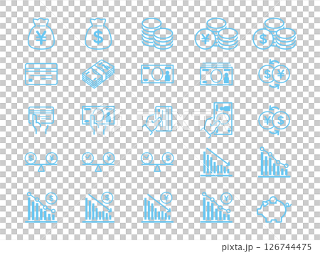 Money icon set, blue 126744475