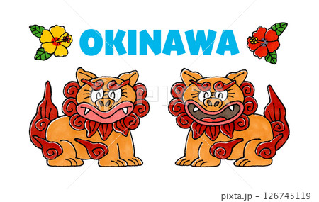 OKINAWAの文字とシーサー OKINAWAの文字とシーサー 126745119
