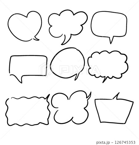 Hand-drawn Doodle Style  Speech Bubbles Vector Outline Set 126745353