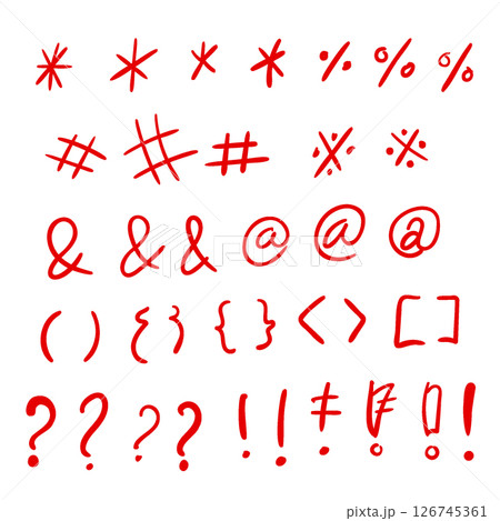 Hand-drawn Doodle Style Mark Special Symbol Vector Outline Set 126745361