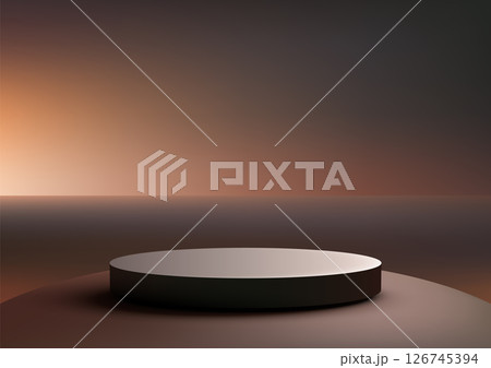 sleek dark 3d podium mockup for product display in minimalist studio with gradient backdrop 126745394