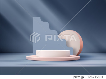 minimalist 3d pink podium on soft base with abstract geometric shapes modern mockup backdrop 126745401