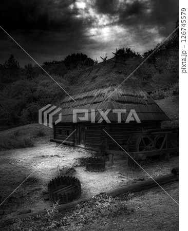rural landscape in black and white 126745579