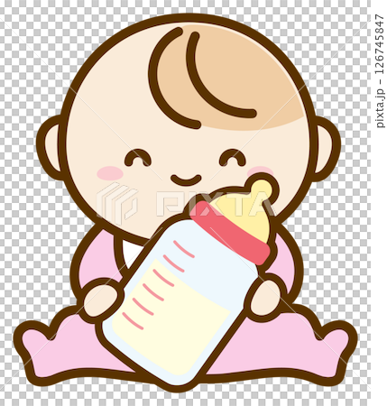 嬰兒奶瓶和嬰兒 126745847