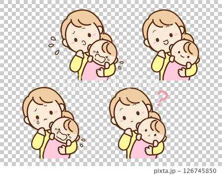 赤ちゃんとママのイラストセット03 126745850