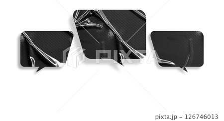 Black speech bubble crumpled paper isolated on transparent background 126746013