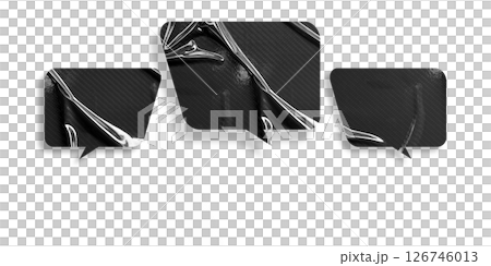 Black speech bubble crumpled paper isolated on transparent background 126746013