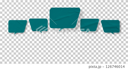 Green speech bubble crumpled paper isolated on transparent background 126746014