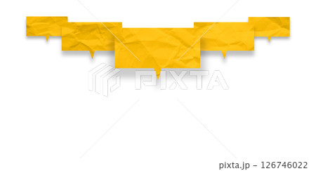 Yellow speech bubble crumpled paper isolated on transparent background 126746022