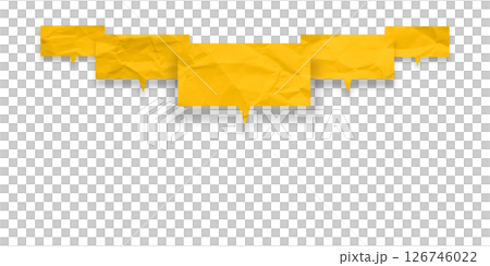 Yellow speech bubble crumpled paper isolated on transparent background 126746022