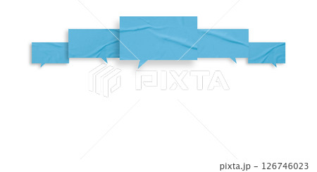 Light blue speech bubble crumpled paper isolated on transparent background 126746023