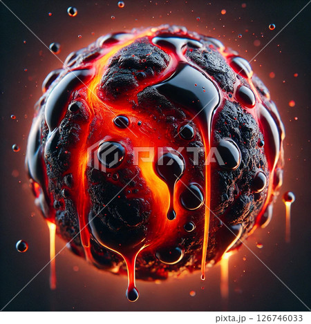 背景ポップ3Dロゴアイコンイラスト球体！ドロドロホラー恐怖玉！内臓血ボール！マンガやゲーム風赤黒 126746033