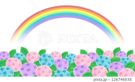七色の虹とアジサイの背景イラスト 七色の虹とアジサイの背景イラスト 126746038