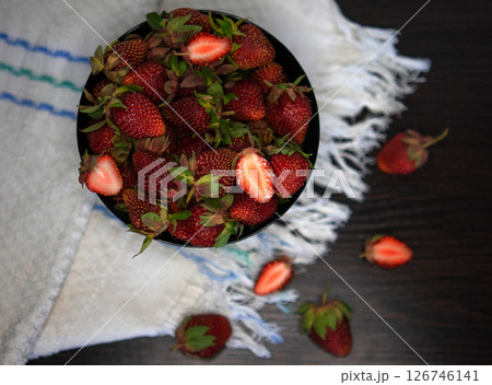 still life with a mountain of strawberries 126746141