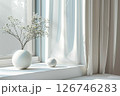 Minimalist concrete rough texture vase in contemporary interior 126746283