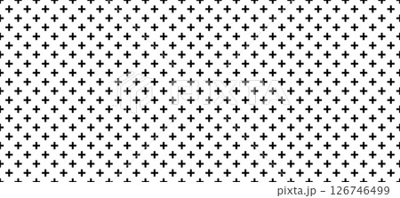 Plus seamless pattern. Simple geometric cross texture. Graphic cross symbol grid. Plus sign repeat pattern. Graphic texture. Vector illustration isolated on white background 126746499