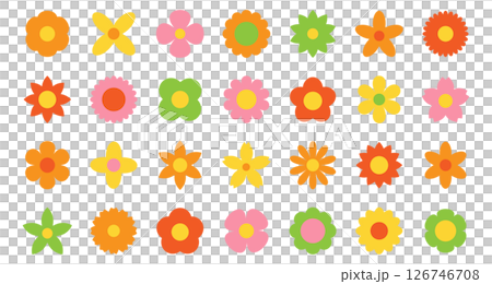 カラフルなお花のセット　装飾 126746708