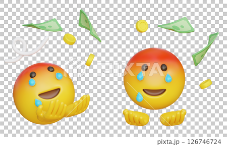 sad expression on the face of money flying away 3D Emoji 126746724