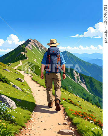 登山　トレッキング　男性 126746781