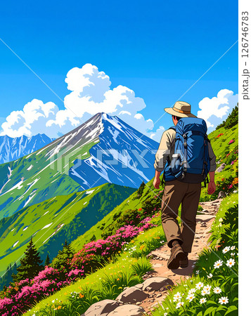 登山　トレッキング　男性 126746783