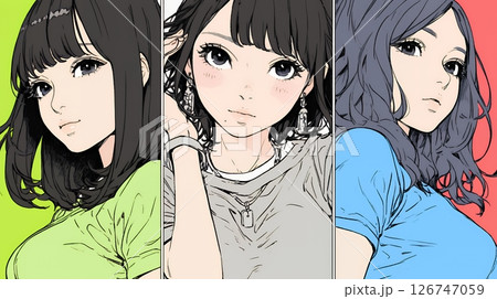 親しい女友達が決めポーズで写真撮影。