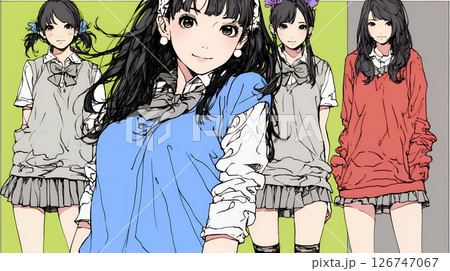 親しい女友達が決めポーズで写真撮影。