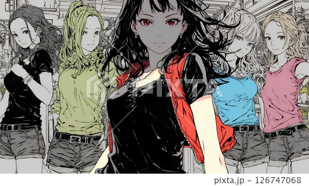 親しい女友達が決めポーズで写真撮影。