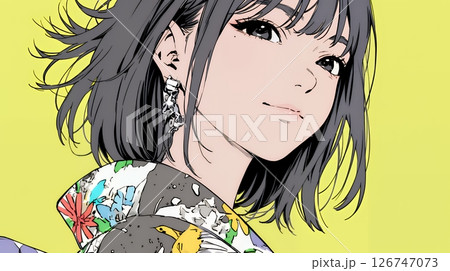 浴衣を着た若い女性