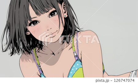 着替え中の若い女性