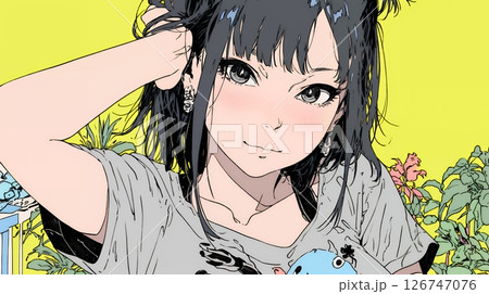 熱帯植物と若い女性 126747076