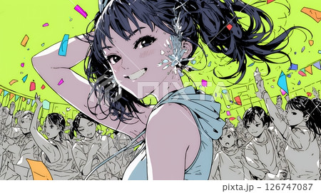 クラブで踊っている若い女性