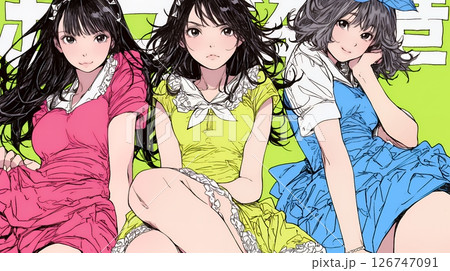 親しい女友達が決めポーズで写真撮影。