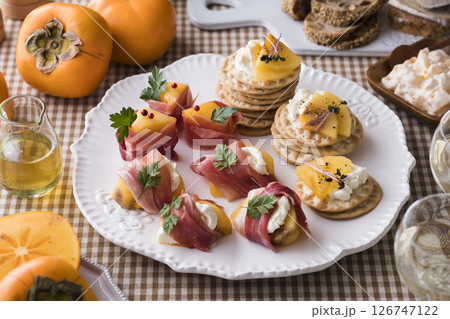 柿のクラッカーオードブル 柿のクラッカーオードブル 126747122