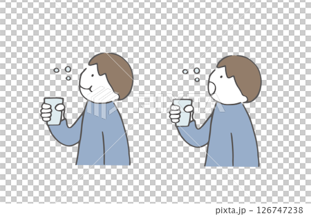 Boy gargling, sideways, person 126747238