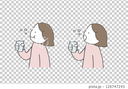 うがいをする女の子 横向き 人物 うがいをする女の子 横向き 人物 126747243