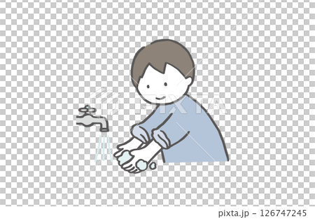 男孩洗手 男孩洗手 126747245