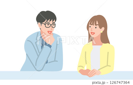 会話をしている若い男女 会話をしている若い男女 126747364