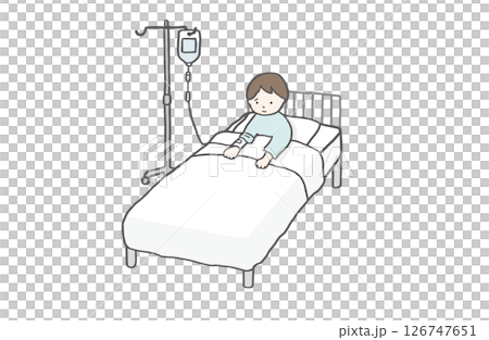 Hospitalized boy on IV drip 126747651