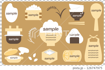 Rice design frame illustration material set Rice design frame illustration material set 126747975