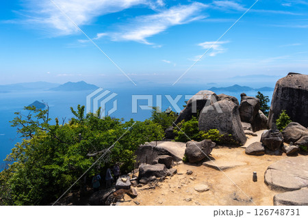 Seto Inland Sea and Hiroshima Bay from Mount Misen summit, Miyajimaa, Japan 126748731