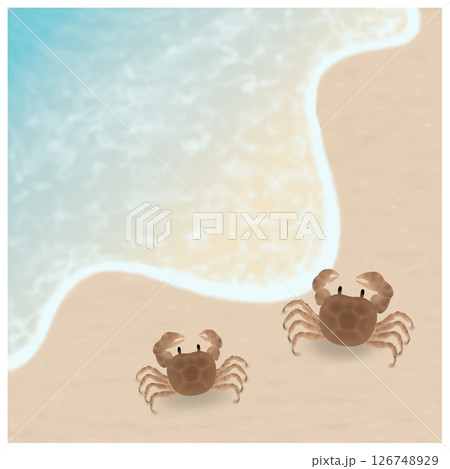 海_波打ち際の蟹のイラスト素材 [126748929] - PIXTA
